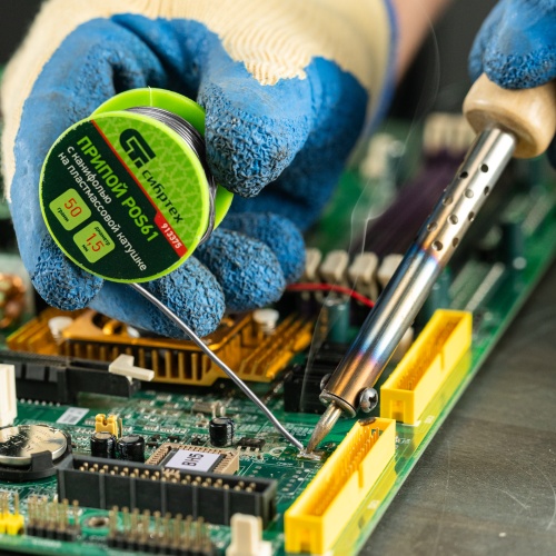 Припой с канифолью, D 1.5 мм, 50 г, POS61, на пластмассовой катушке Сибртех фото 7