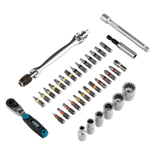 Набор бит и головок торцевых, 1/4, карданный ключ, трещотка, адаптер, S2, 37 шт. Gross фото 7