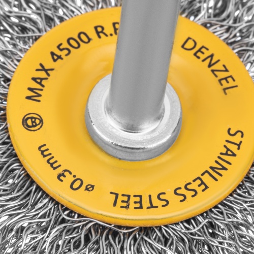 Щетка для дрели, 50 мм, Плоская, со шпилькой, нержавеющая витая проволока Denzel фото 4