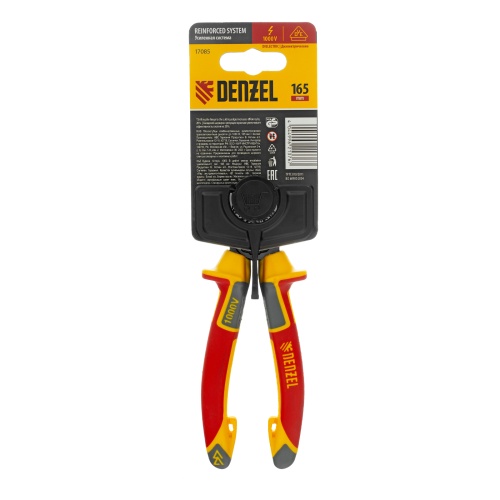 Плоскогубцы комбинированные, диэлектрические трехкомпонентные рукоятки до 1000 В, 165 мм Denzel фото 7
