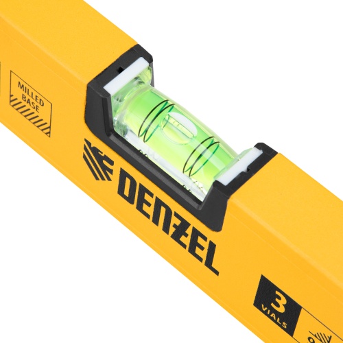 Уровень алюминиевый, магнит, фрезерованный, 3 глазка (1 зеркал.) 0,5 мм/м, 1000 мм Denzel фото 9