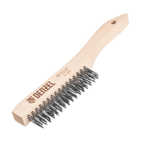 Щетка зачистная 3-х рядная, прямая проволока из нержавеющей стали с деревянной ручкой, EFP// Denzel Щетка зачистная 3-х рядная, прямая проволока из нержавеющей стали с деревянной ручкой, EFP// Denzel