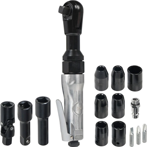 Пневматическая трещотка Airline 1/2", 61 Нм, с головками 17 предметов, кейс ATAZ020