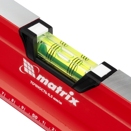 Уровень алюминиевый, магнит, фрезерованный, 3 глазка (1 зеркальный) двухкомпонентные рукоятки, 1000 мм Matrix фото 7