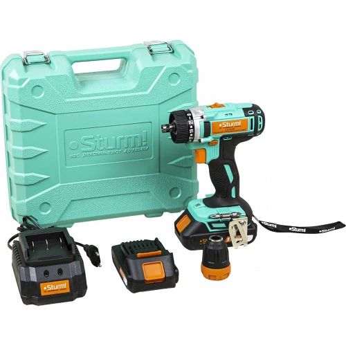 Аккумуляторная дрель Sturm 18 В, 1BatterySystem, 2 акк. 2,0Ач,съемный патрон, кейс CD3618T