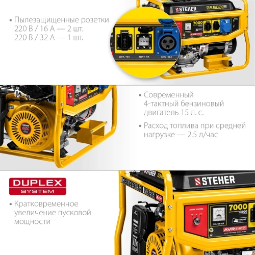 Бензиновый генератор STEHER с электростартером GS-8000Е фото 6