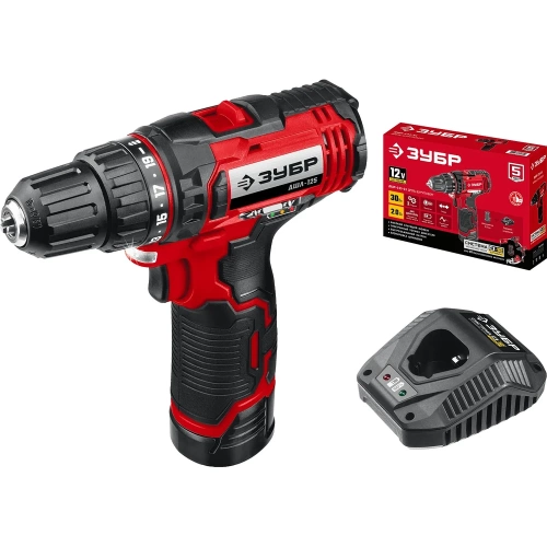 Дрель-шуруповерт ЗУБР 12В, 1 АКБ 2Ач, в коробке ДШЛ-125-21