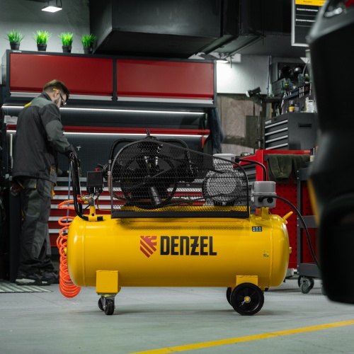 Компрессор воздушный BCW3000-T/100, ременный привод, 3.0 кВт, 100 литров, 520 л/мин Denzel фото 27