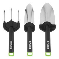 Набор садового инструмента, стальной, полипропиленовые рукоятки, 3 предмета, BASE Palisad