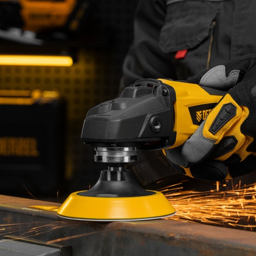 Тарелка опорная для дрели и УШМ с липучкой, 115 мм, мягкая, с адаптером c М14 на d8 Denzel фото 13