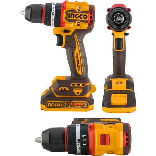 Аккумуляторный ударный шуруповерт INGCO 20B BL 66Hm 2хАКБ и ЗУ кейс INDUSTRIAL CIDLI20668 фото 4