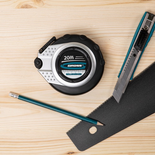 Рулетка геодезическая 20 м х 13 мм, закрытый корпус, металлическая лента, нейлон Gross фото 9