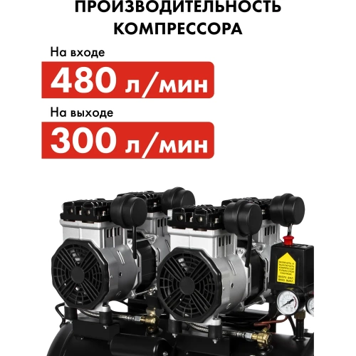 Безмасляный поршневой компрессор QUATTRO ELEMENTI PACIFIC 50-480 480 л/мин, 50 л, 3.5 л.с, 8 бар 915-366 фото 11