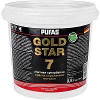 Краска акрилатная Pufas Gold Star 7 морозостойкая супербелая матовая основа А 0,9 л/1,19 кг