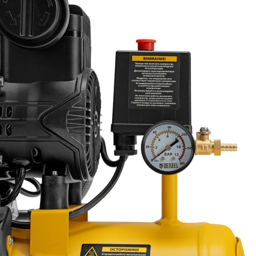 Компрессор безмасл. малошумный DLP-950/10, 950Вт,10 л, 2850 об/мин, 170 л/мин Denzel фото 10