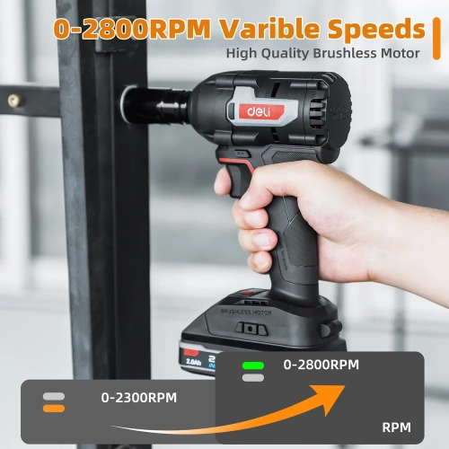 Гайковерт ударный аккумуляторный DELI 350Нм DE-BS20-1D2 (2АКБ, 20Вх2Ач + ЗУ, 0-2800об/мин, 0-3600уд/мин, сумка) 164337 фото 7 Гайковерт ударный аккумуляторный DELI 350Нм DE-BS20-1D2 (2АКБ, 20Вх2Ач + ЗУ, 0-2800об/мин, 0-3600уд/мин, сумка) 164337 фото 7