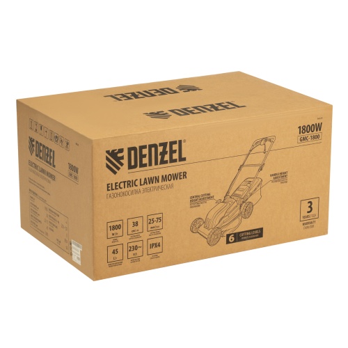 Газонокосилка электрическая GMC-1800, шир. 38см, 1800 Вт, 6 уров., травосб. 35 л Denzel фото 22