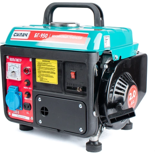 Генератор бензиновый СИЛАЧ БГ-950, 0.8кВт, бак 3.8л, 17кг, ручной стартер, 2Т/АИ-92 (1/24) 023053