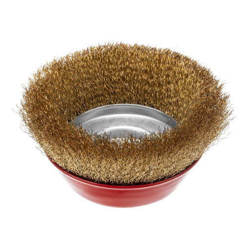 Щетка для УШМ, 150 мм, М14, "чашка", латунированная витая проволока Matrix фото 2