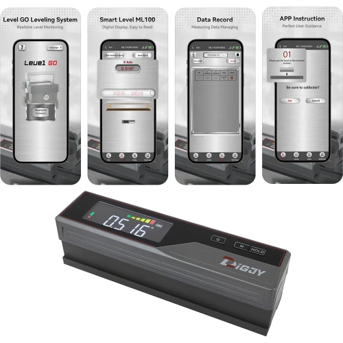 Уровень электронный брусковый DIGJY 0.01 мм, 200x50x58 мм, DIN877, Bluetooth I-ML100 фото 9