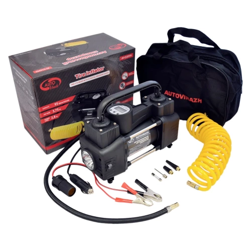 Двухцилиндровый компрессор AUTOVIRAZH 95 л/мин с цифровым манометром и функцией автостоп AV-010999 фото 4