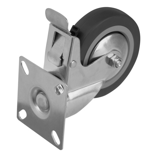 Колесо поворотное с тормозом D 100 мм, крепление  платформенное Сибртех фото 3