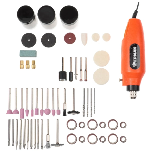 Мини дрель ЕРМАК сетевой гравер, 12В, 15000 об/мин, с набором насадок (160 шт.) 693-023