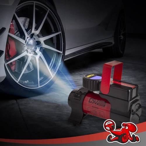 Компрессор DSV Smart с LED фонарем, 35 л/мин, 12 В, с большим цифр. манометром, сумка 223000 фото 4