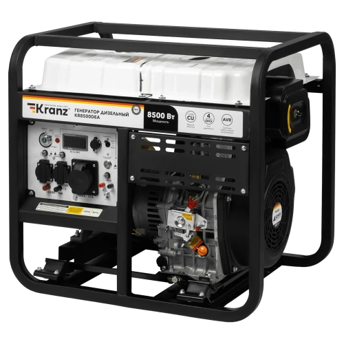 Дизельный генератор KR8500DEA 8,5кВт 230В 16л коннектор автоматики электростартер KRANZ KR-16-1315 Дизельный генератор KR8500DEA 8,5кВт 230В 16л коннектор автоматики электростартер KRANZ KR-16-1315
