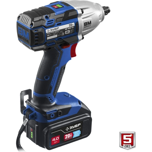 Бесщеточный гайковерт ЗУБР Профессионал т7 20 В, 500 Нм, 2 акб (4 ач), кейс GB-500-42 фото 9