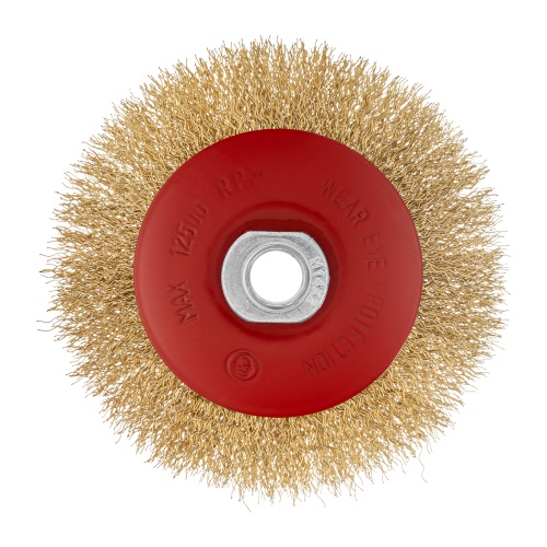 Щетка для УШМ, 115 мм, М14, "тарелка", латунированная витая проволока Matrix фото 3