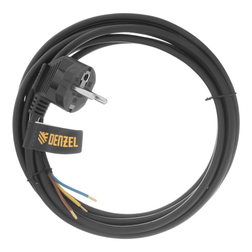 Шнур сетевой Energy Series, ПВС, 3 м, 3 x 1 мм, с неразборной вилкой, черный, Denzel фото 2