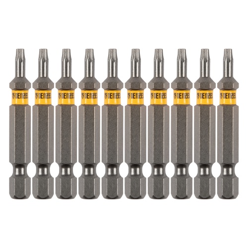 Бита TX 10х50, сталь S2, шестигранный профиль, 10 шт. Е 6,3 Denzel Бита TX 10х50, сталь S2, шестигранный профиль, 10 шт. Е 6,3 Denzel