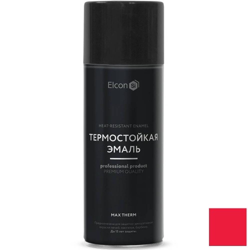 Эмаль аэрозоль термостойкая Elcon Max Therm ярко-красная 400 градусов 520 мл