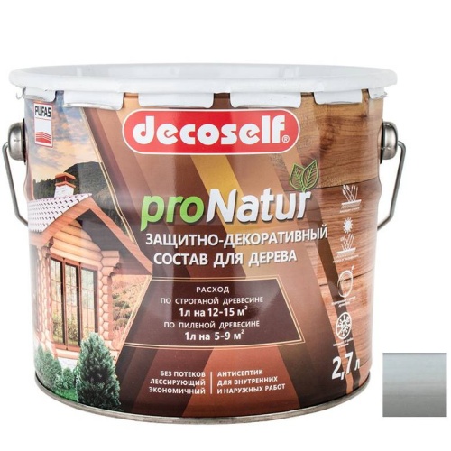 Антисептик лессирующий Pufas Decoself белый 2,7 л