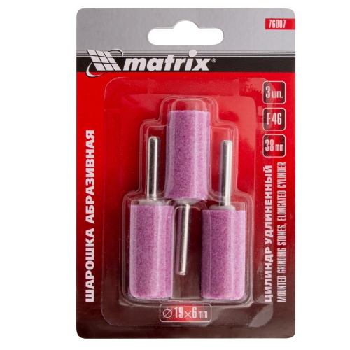Шарошка абразивная, цилиндр удлиненный, 19 x 38 x 6 мм, F46, 3 шт Matrix фото 6