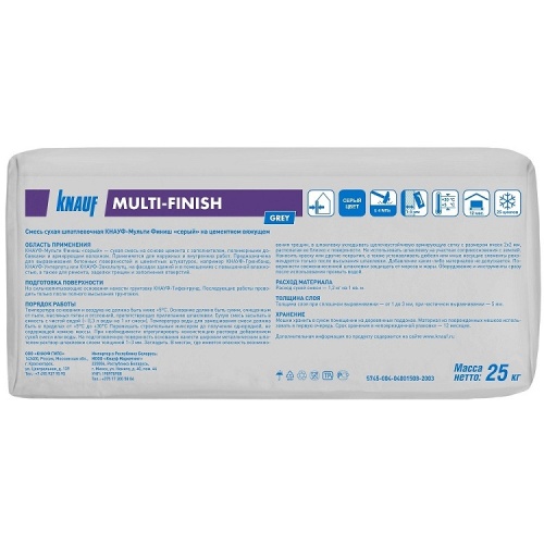 Шпатлевка цементная фасадная Knauf Мульти-финиш серая 25 кг фото 3 Шпатлевка цементная фасадная Knauf Мульти-финиш серая 25 кг фото 3