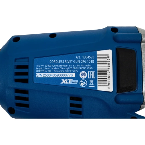 Аккумумуляторный заклепочный пистолет BULL CRG 1018 XLTpro SOLO, бесщеточный, 25 мм, 10000 Н 1304593 фото 11