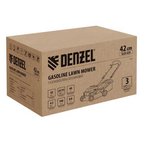 Газонокосилка бензиновая GLD-420, 146 см3, ширина 42 см, 40 л Denzel фото 5