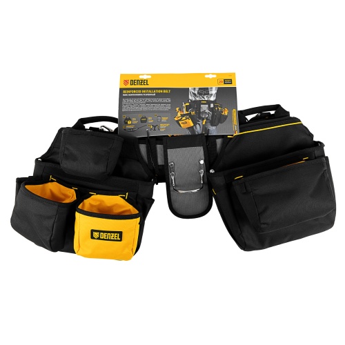 Пояс монтажника усиленный, с лямками, сумки поясные, держатель для молотка Denzel фото 2