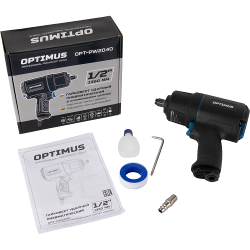 Гайковерт пневматический ударный Optimus в алюминиевом корпусе, привод 1/2, 1350 Нм OPT-PW2040 фото 10