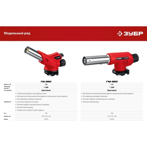 Газовая горелка ЗУБР ГМ-150 с пъезоподжигом 55554 фото 11