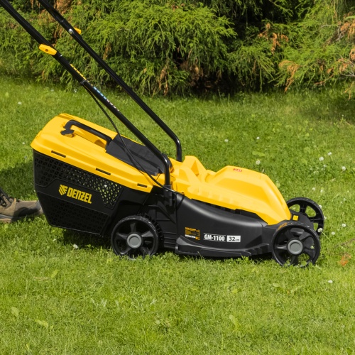 Газонокосилка электрическая GM-1100, 1100 Вт, шир. 32 см, 3 уров., травосб. 30 л Denzel фото 24