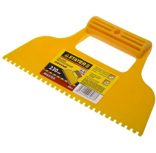 Шпатель Stayer Master 1022-4 зуб 4х4 мм 230 мм Шпатель Stayer Master 1022-4 зуб 4х4 мм 230 мм