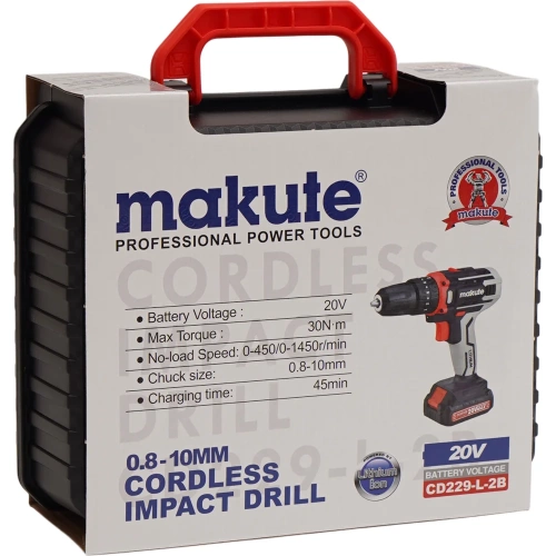 Дрель-шуруповерт аккумуляторная ударная Makute (20В, 30Нм) CD229-L-2B фото 4 Дрель-шуруповерт аккумуляторная ударная Makute (20В, 30Нм) CD229-L-2B фото 4