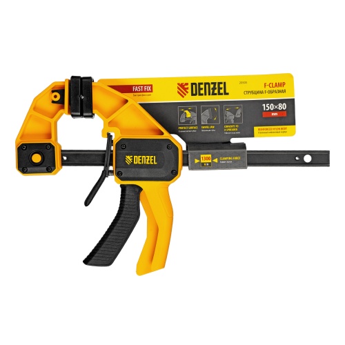 Струбцина F-образная, быстрозажимная, 150 х 80 мм, усиленный нейлоновый корпус Denzel фото 6