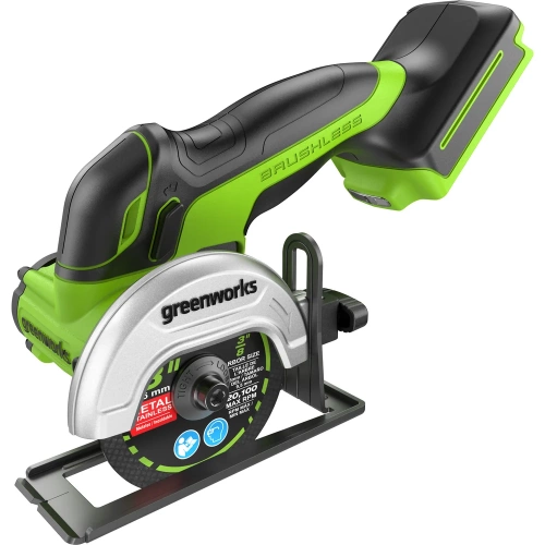 Угловая мини-шлифмашина аккумуляторная GreenWorks GD24UCS, 24В, б/щет., 20000 об/мин, 76 мм, рез 18 мм, без АКБ и ЗУ 3402007 фото 3