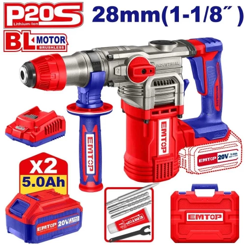 Перфоратор бесщеточный аккумуляторный emtop ELRH202885 фото 3