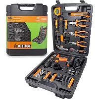 Набор инструментов с аккумуляторным шуруповертом ISMA 57 предметов, (16v, 1.3ah) ISMA-1057(50646)
