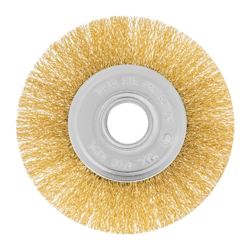 Щетка для УШМ, 125 мм, посадка 22.2 мм, плоская, латунированная витая проволока Matrix фото 3